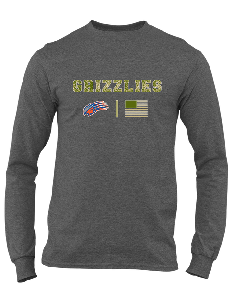 Grand Oaks Grizzlies Claw Camo Flag Men's LS T-Shirt