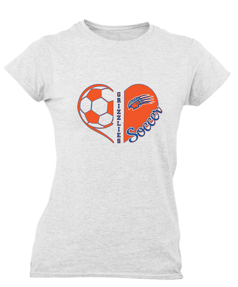 Grand Oaks Grizzlies Claw Heart Soccer Women's SS T-Shirt