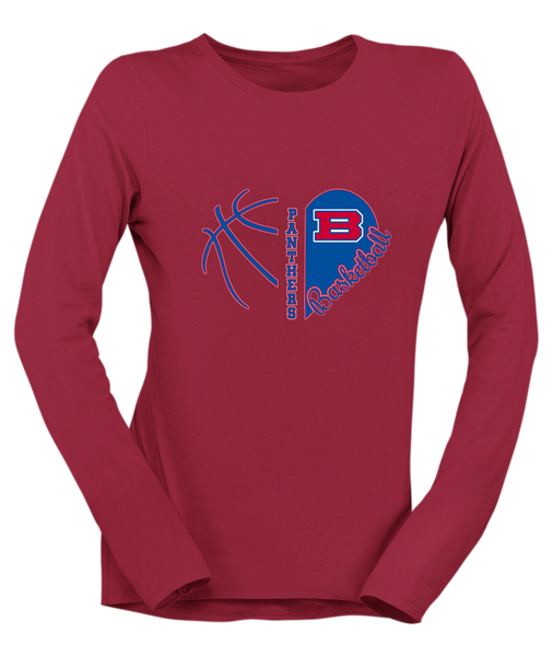 Bartlett Panthers Heart Basketball Women's Premium LS T-Shirt