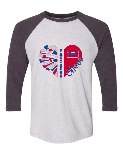 Bartlett Panthers Heart Cheer Women's Baseball T-Shirt