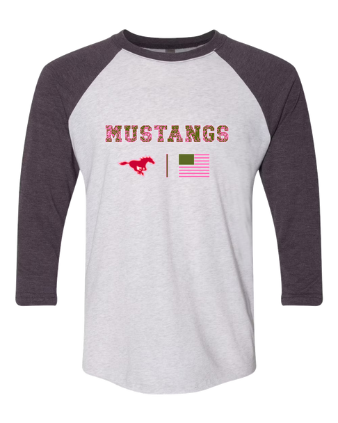 Abraham Lincoln Mustangs Pink Camo Flag Women's Baseball T-Shirt
