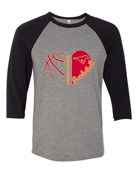 Abraham Lincoln Mustangs Heart Basketball Women's Baseball T-Shirt