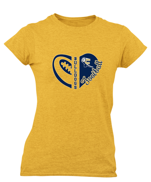 Fairdale Bulldogs Block F Heart Football Women's SS T-Shirt