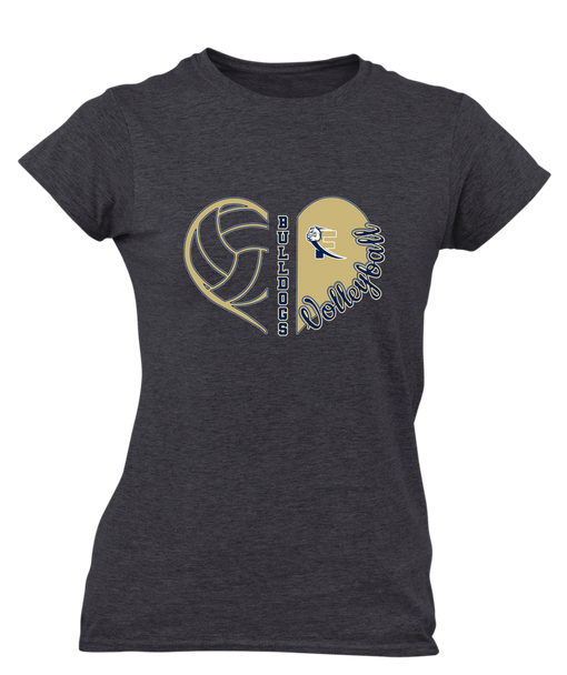 Fairdale Bulldogs Block F Heart Volleyball Women's SS T-Shirt