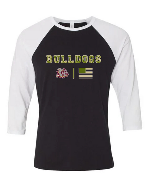 King's Fork Bulldogs Camo Flag Men's Baseball T-Shirt