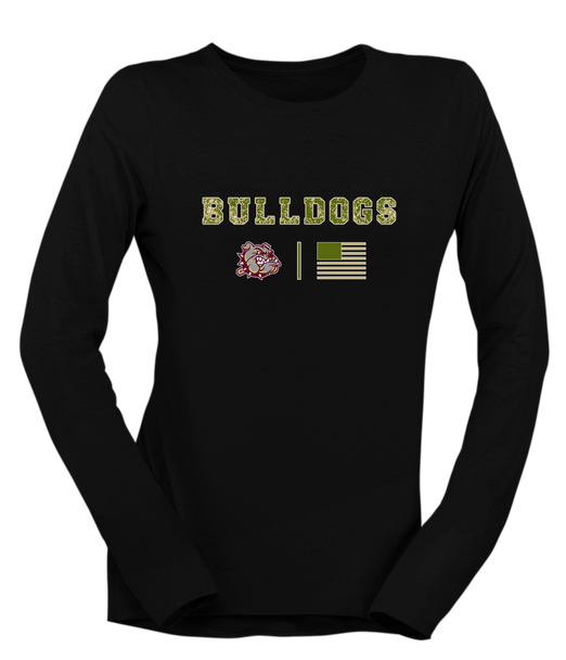 King's Fork Bulldogs Camo Flag Women's LS T-Shirt