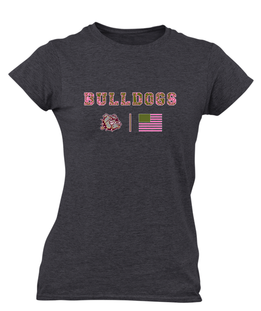 King's Fork Bulldogs Pink Camo Flag Women's Premium SS T-Shirt