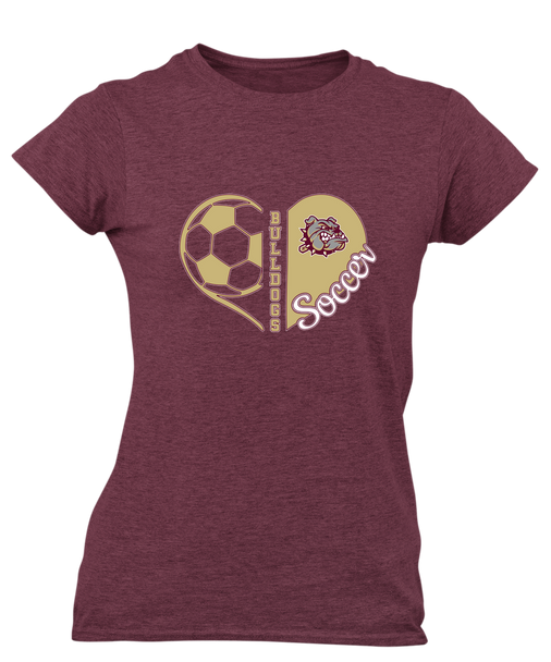 King's Fork Bulldogs Heart Soccer Women's SS T-Shirt