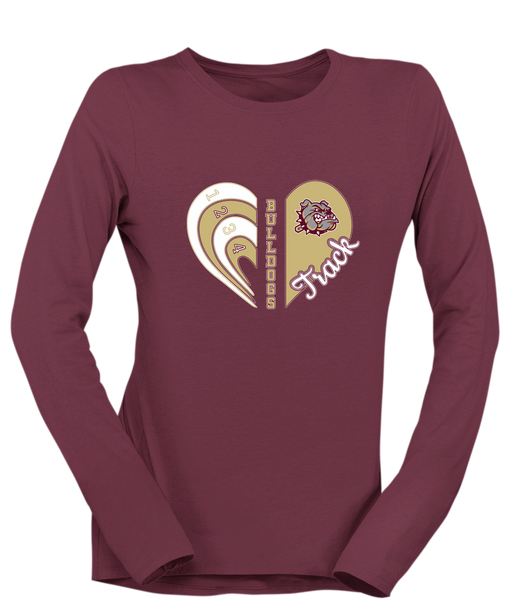 King's Fork Bulldogs Heart Track Women's LS T-Shirt