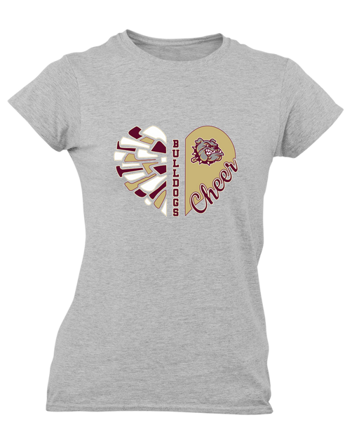 King's Fork Bulldogs Heart Cheer Women's SS T-Shirt