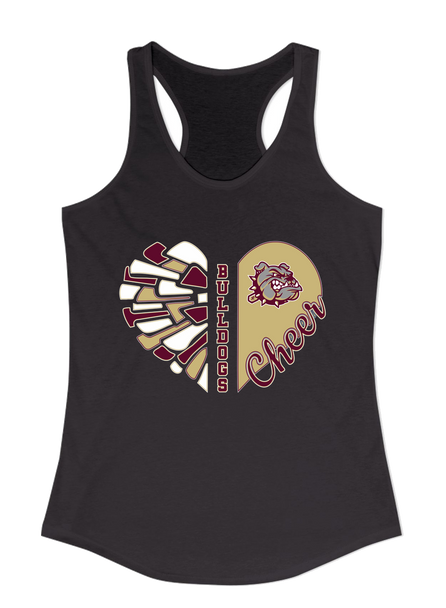 King's Fork Bulldogs Heart Cheer Women's Tank Top