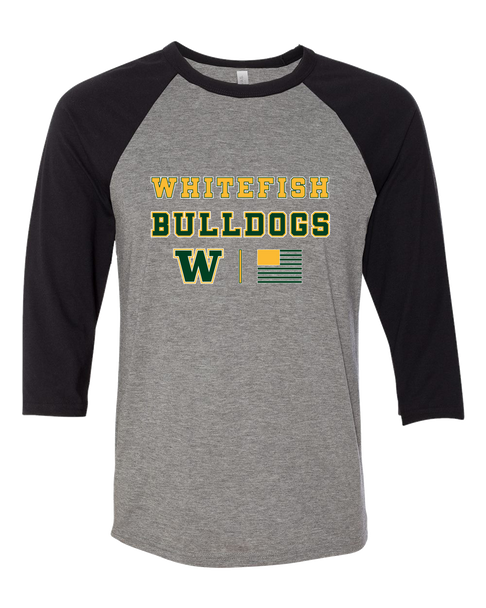 Whitefish Bulldogs Spirit Flag Men's Baseball T-Shirt