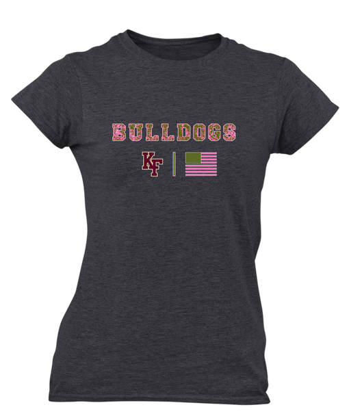 King's Fork Bulldogs KF Pink Camo Flag Women's SS T-Shirt