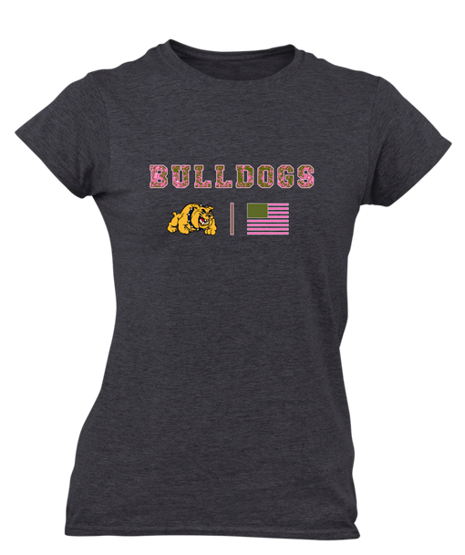 East English Bulldogs Pink Camo Flag Women's Premium SS T-Shirt