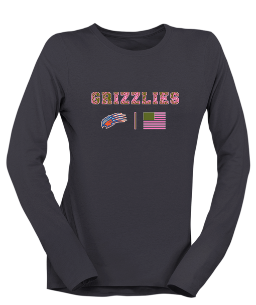 Grand Oaks Grizzlies Claw Pink Camo Flag Women's LS T-Shirt