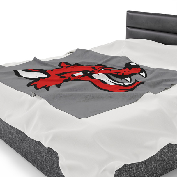 North Iredell High School Raiders Grey Plush Blanket - Mascot