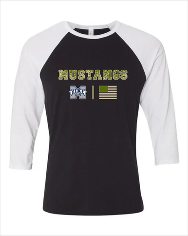 Marriotts Ridge Mustangs Camo Flag Women's Baseball T-Shirt