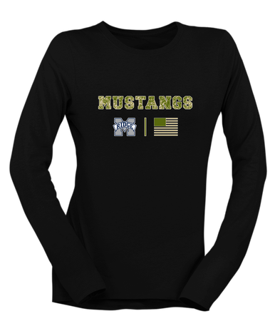 Marriotts Ridge Mustangs Camo Flag Women's Premium LS T-Shirt