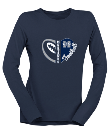 Marriotts Ridge Mustangs Heart Football Women's LS T-Shirt
