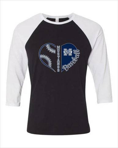 Marriotts Ridge Mustangs Heart Baseball Women's Baseball T-Shirt