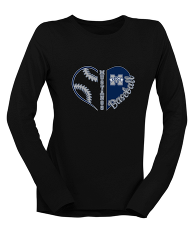 Marriotts Ridge Mustangs Heart Baseball Women's Premium LS T-Shirt