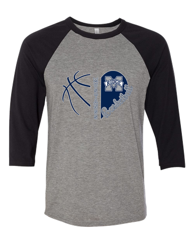 Marriotts Ridge Mustangs Heart Basketball Women's Baseball T-Shirt