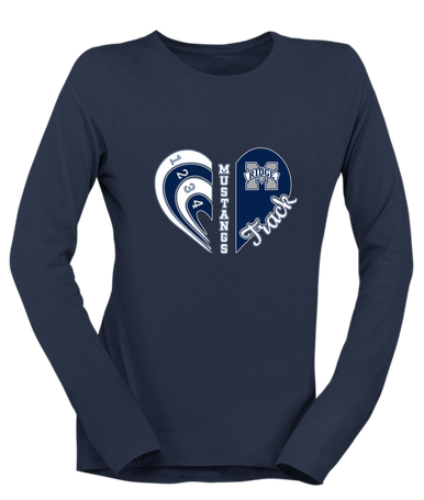 Marriotts Ridge Mustangs Heart Track Women's LS T-Shirt