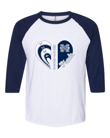 Marriotts Ridge Mustangs Heart Track Women's Baseball T-Shirt