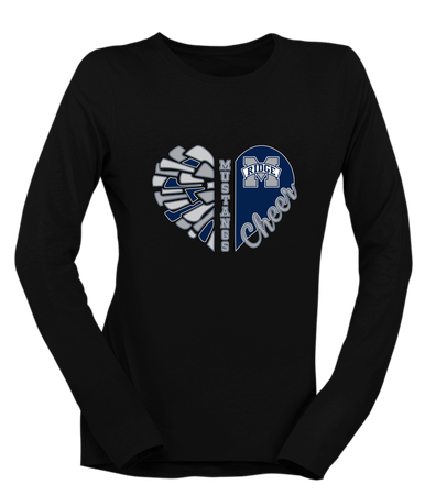 Marriotts Ridge Mustangs Heart Cheer Women's LS T-Shirt