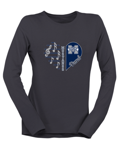 Marriotts Ridge Mustangs Heart Band Women's LS T-Shirt