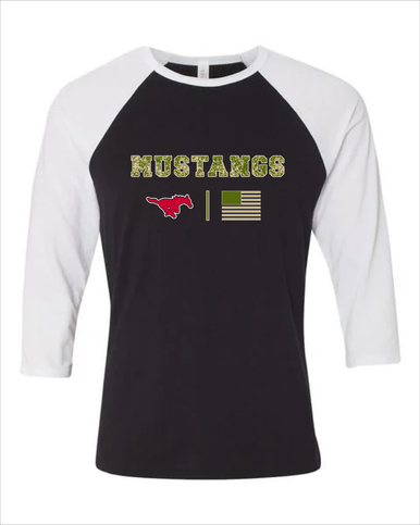 North Shore Mustangs Camo Flag Women's Baseball T-Shirt