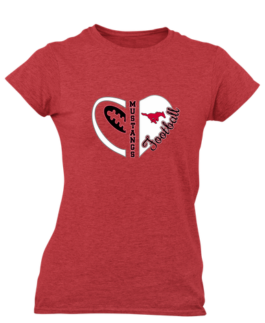 North Shore Mustangs Heart Football Women's SS T-Shirt