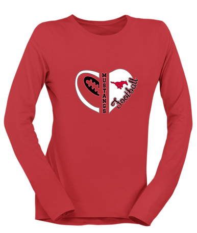 North Shore Mustangs Heart Football Women's Premium LS T-Shirt