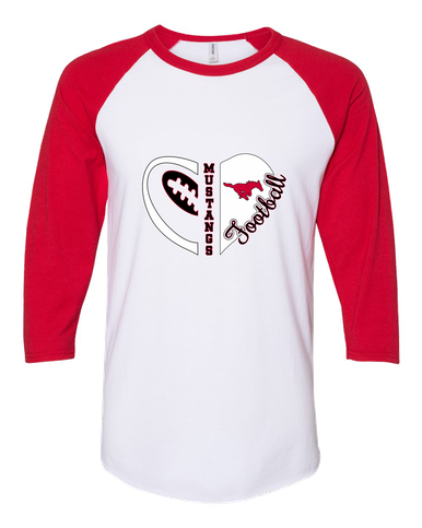 North Shore Mustangs Heart Football Women's Baseball T-Shirt