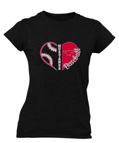 North Shore Mustangs Heart Baseball Women's Premium SS T-Shirt