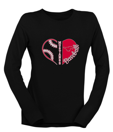 North Shore Mustangs Heart Baseball Women's Premium LS T-Shirt