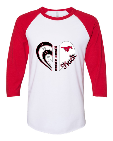 North Shore Mustangs Heart Track Women's Baseball T-Shirt