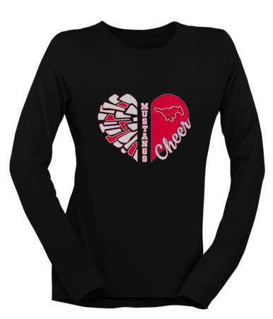 North Shore Mustangs Heart Cheer Women's LS T-Shirt