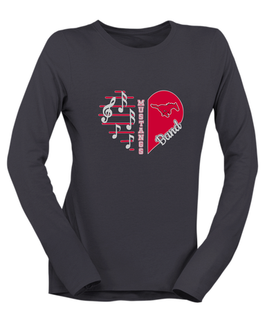 North Shore Mustangs Heart Band Women's Premium LS T-Shirt