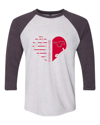 North Shore Mustangs Heart Band Women's Baseball T-Shirt