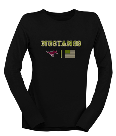 Clifton Mustangs Camo Flag Women's LS T-Shirt