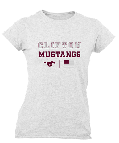 Clifton Mustangs Spirit Flag Women's SS T-Shirt