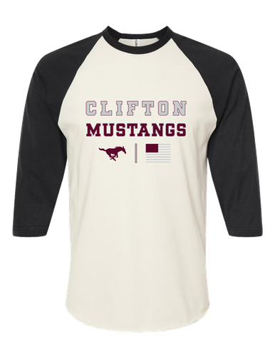Clifton Mustangs Spirit Flag Women's Baseball T-Shirt