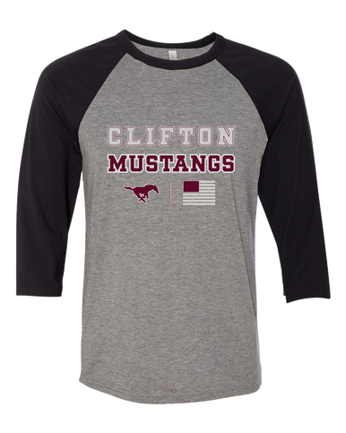 Clifton Mustangs Spirit Flag Men's Baseball T-Shirt