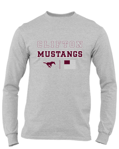 Clifton Mustangs Spirit Flag Men's LS T-Shirt