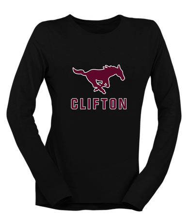 Clifton Mustangs Mascot #2 Women's LS T-Shirt
