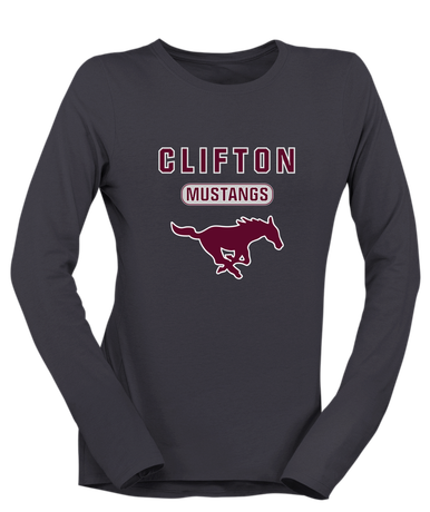 Clifton Mustangs Mascot #3 Women's LS T-Shirt