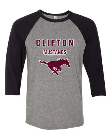 Clifton Mustangs Mascot #3 Women's Baseball T-Shirt