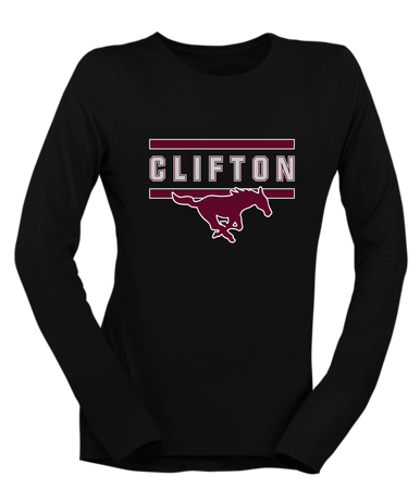 Clifton Mustangs Mascot #4 Women's Premium LS T-Shirt