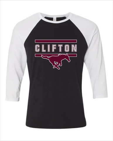 Clifton Mustangs Mascot #4 Women's Baseball T-Shirt